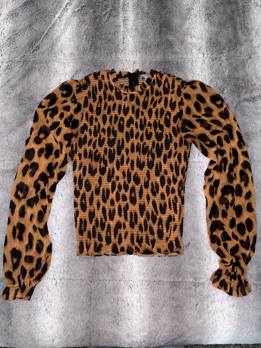 Jason Wu Leopard-Print Puff-Sleeve Long Sleeve Top - Brown & Black